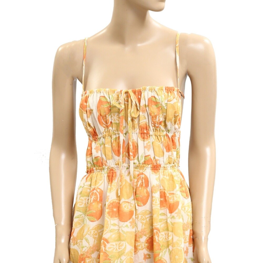 Free People Taking Sides Print Mini Dress Tomato Tiered Ruffle Cotton XL 283593 - Picture 6 of 9